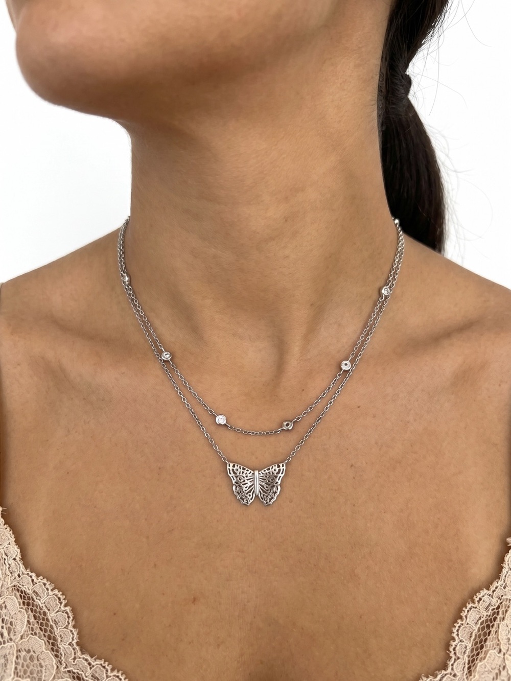 Kendra Scott Silver Filigree Butterfly Layered Necklace
